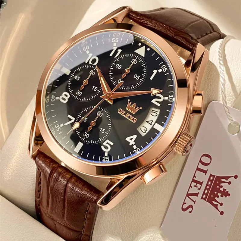 OLEVS Luxury Mens Watches Waterproof Luminous Quartz null