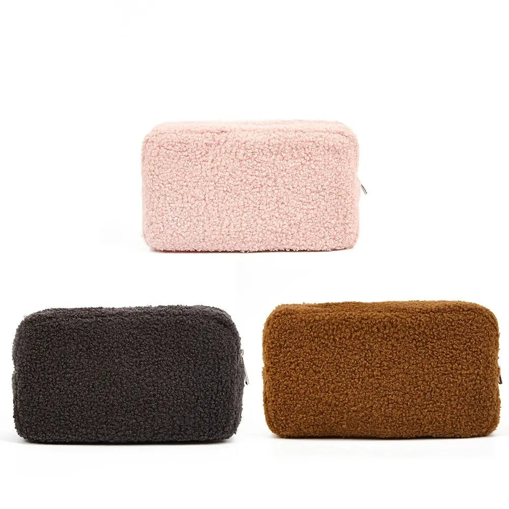 Autumn And Winter Solid Color Velvet Bag Large Capacity Skincare Products Storage Bag null