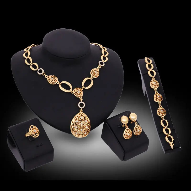Jewelry Fashion Necklace Earrings Bracelet Ring Four Piece Jewelry Set null