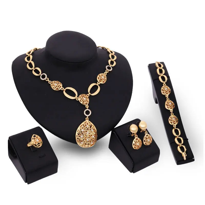 Jewelry Fashion Necklace Earrings Bracelet Ring Four Piece Jewelry Set null