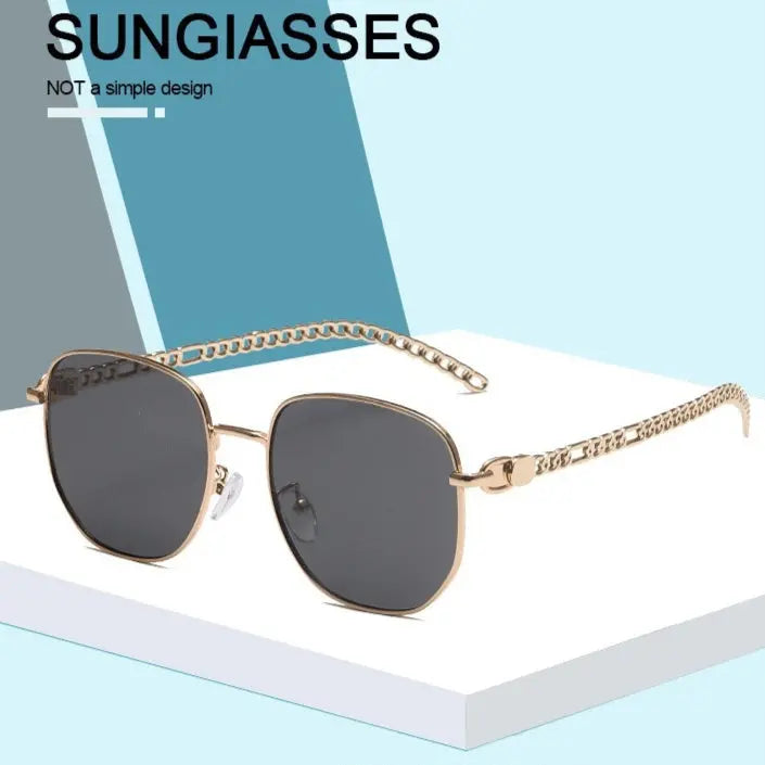 Oval Frame Metal Chain Sunglasses For Women null