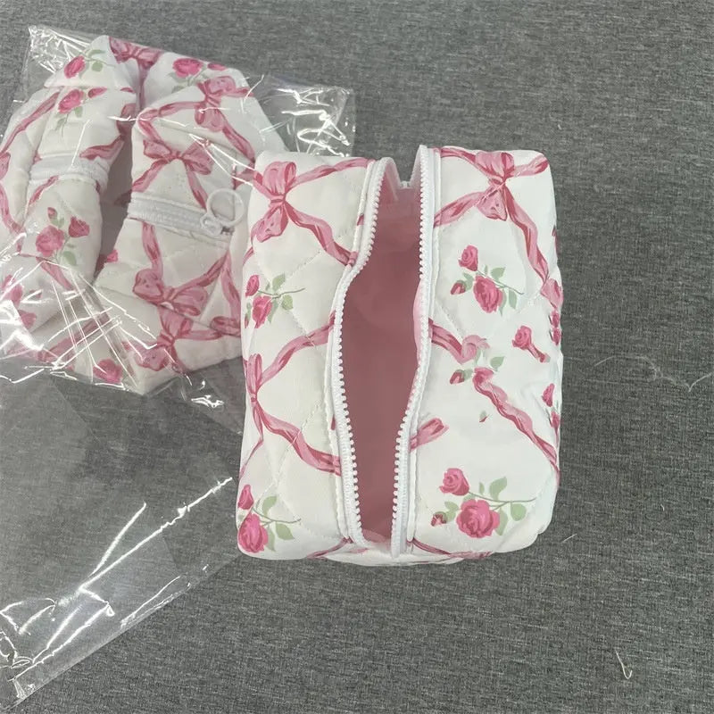 Bow Cosmetic Bag Large Capacity Travel Skincare Storage null