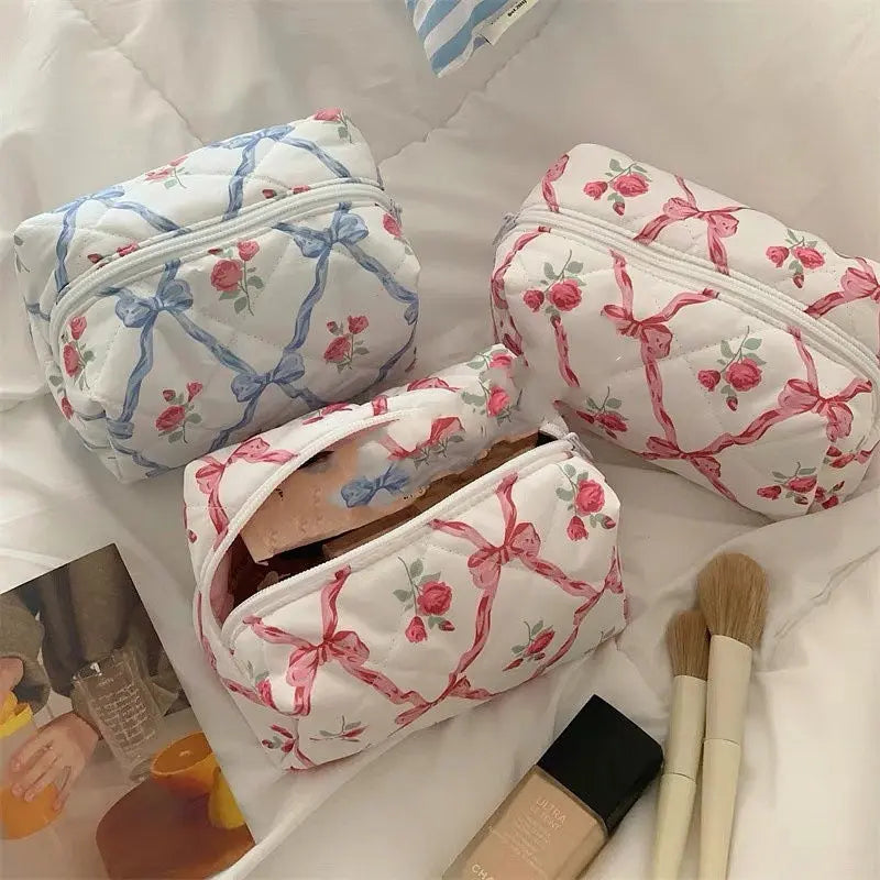 Bow Cosmetic Bag Large Capacity Travel Skincare Storage null