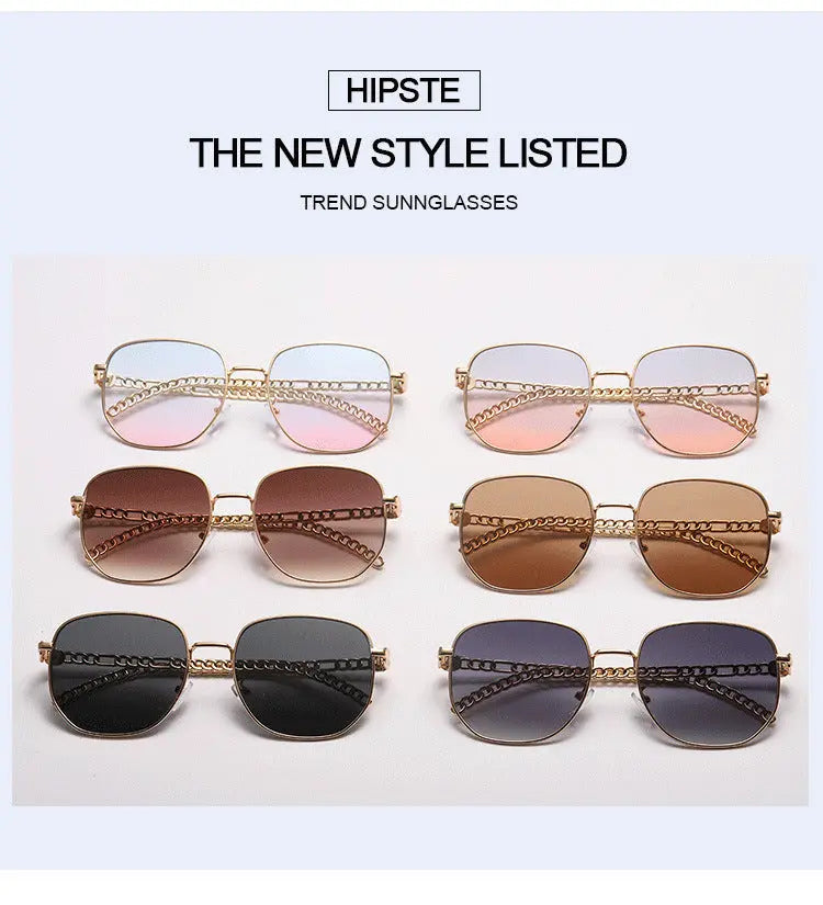 Oval Frame Metal Chain Sunglasses For Women null